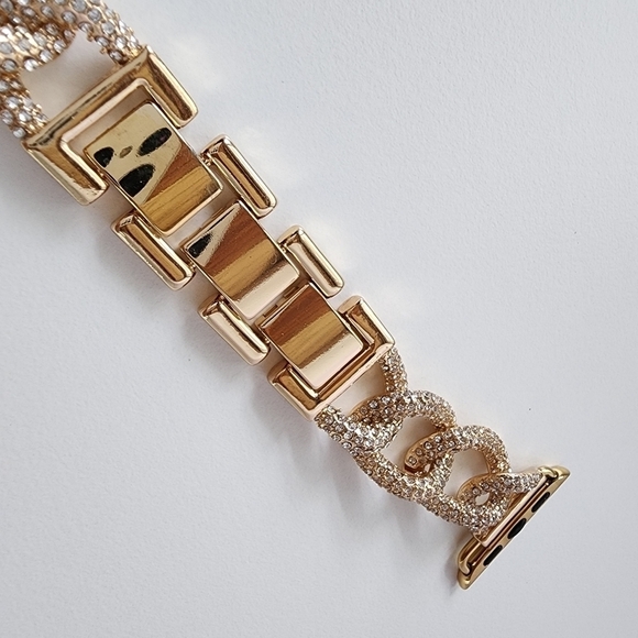 NWT Rhinestone Embellished Chunky Chain Link Apple Watch Band - Picture 6 of 10